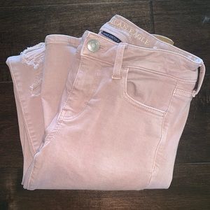 American Eagle Light Pink Ripped Jeans